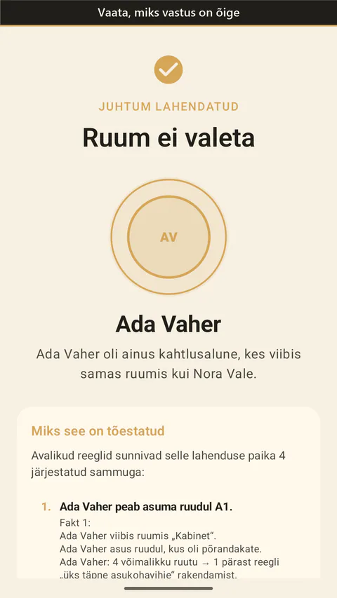 All Clues True: Crime Logic - Vaata, miks vastus järeldub