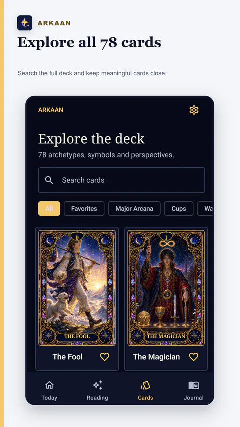 ARKAAN - Search the full deck and save favorites