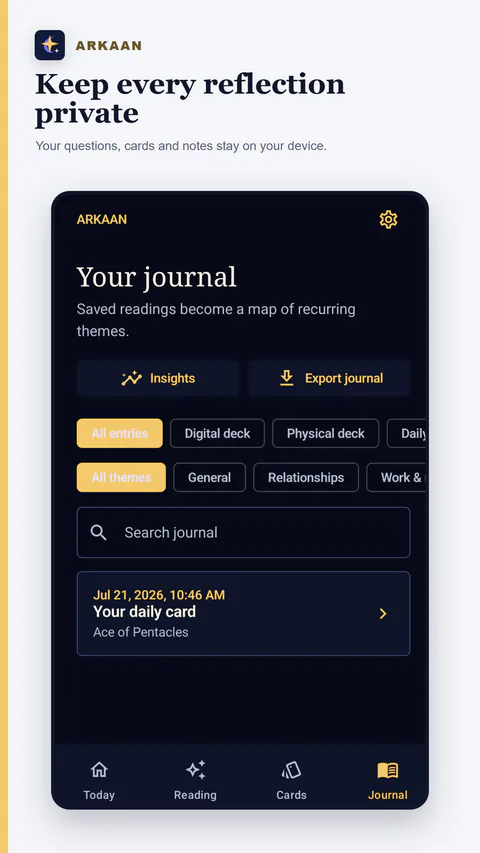 ARKAAN - A searchable private journal stored on the device