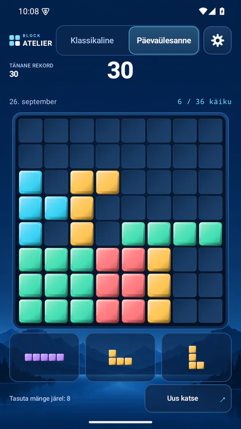 Block Atelier - Päevaülesanne — 36 käigust kuus tehtud.