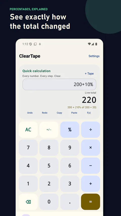 ClearTape - Clear percentage calculations