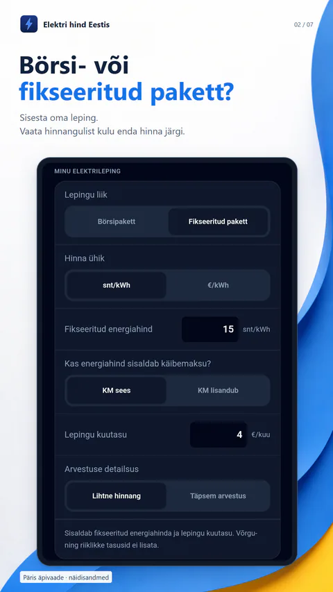 Elektri hind Eestis - Market-rate or fixed-rate contract settings