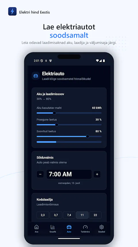 Elektri hind Eestis - EV charging plan