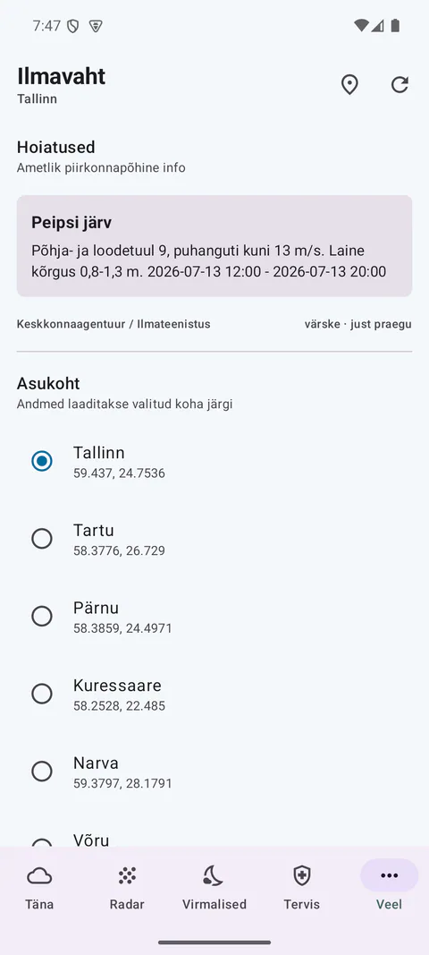 Ilmavaht - Official warning detail