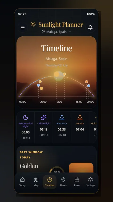 Lightgold - Golden and blue hour timeline