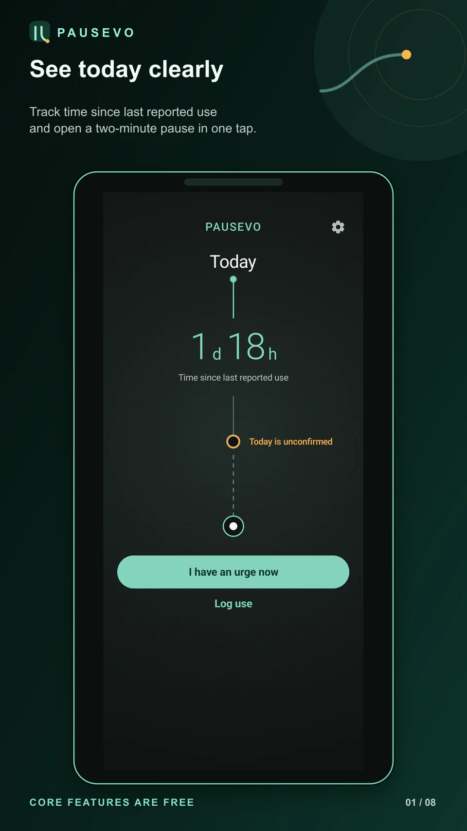 PAUSEVO: Today: time since last reported use and a quick route to a pause.