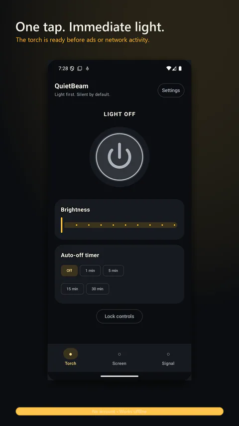 QuietBeam - Immediate flashlight control