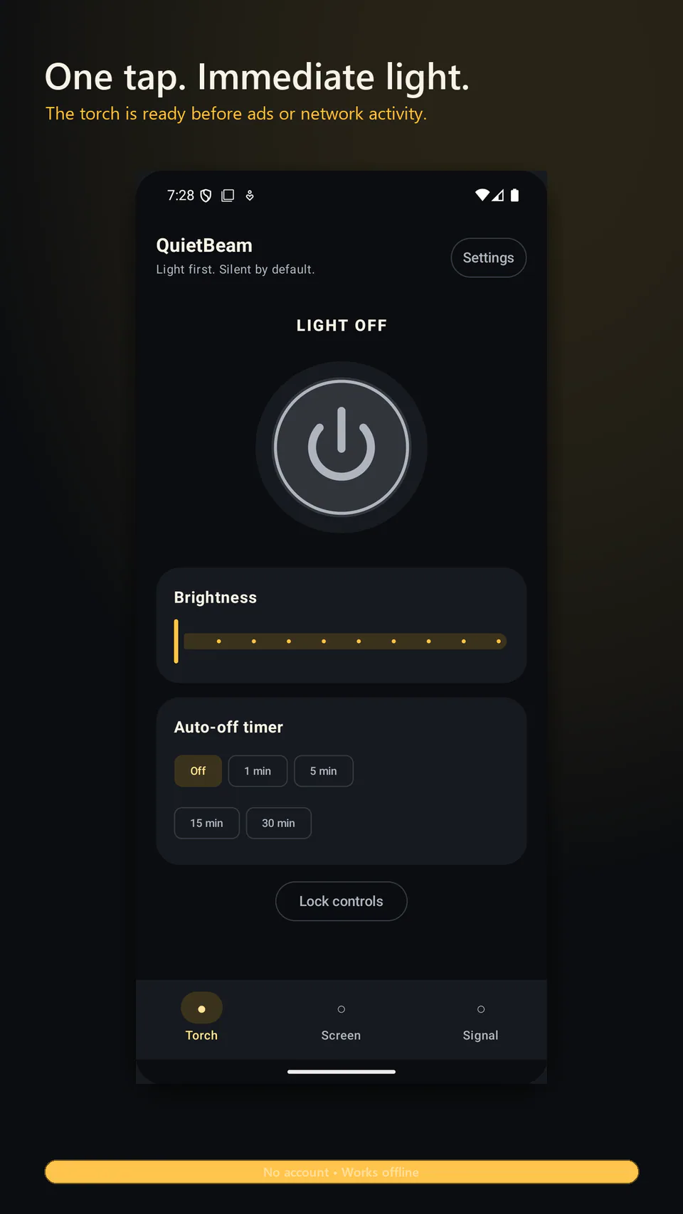QuietBeam - Immediate flashlight control
