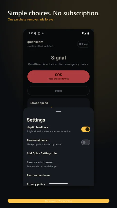 QuietBeam - Clear, restrained settings