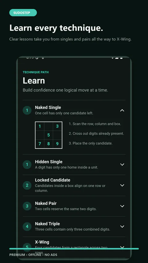 SudoStep - Offline puzzle play